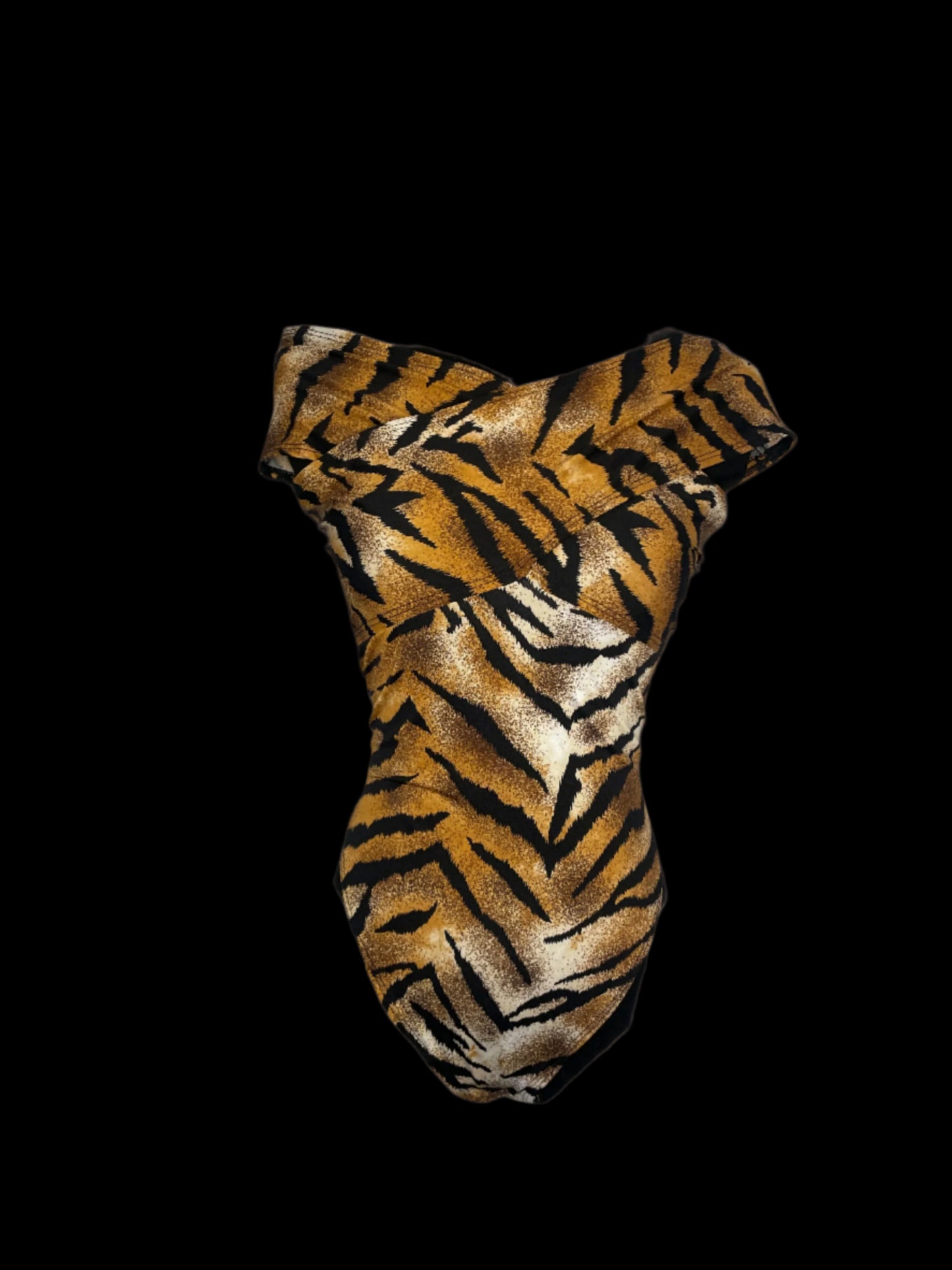 Criss cross body suit in tiger print