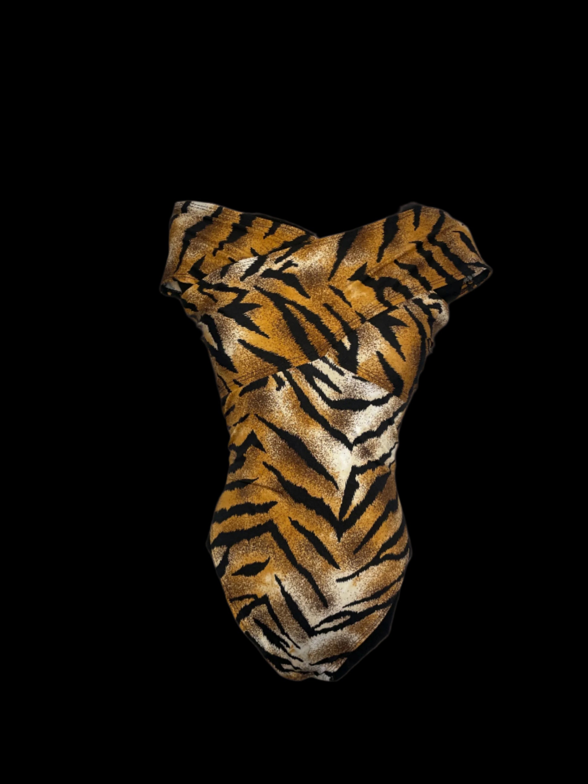 Criss cross body suit in tiger print