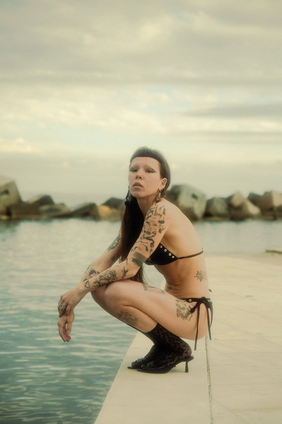 Studded triangle bikini set
