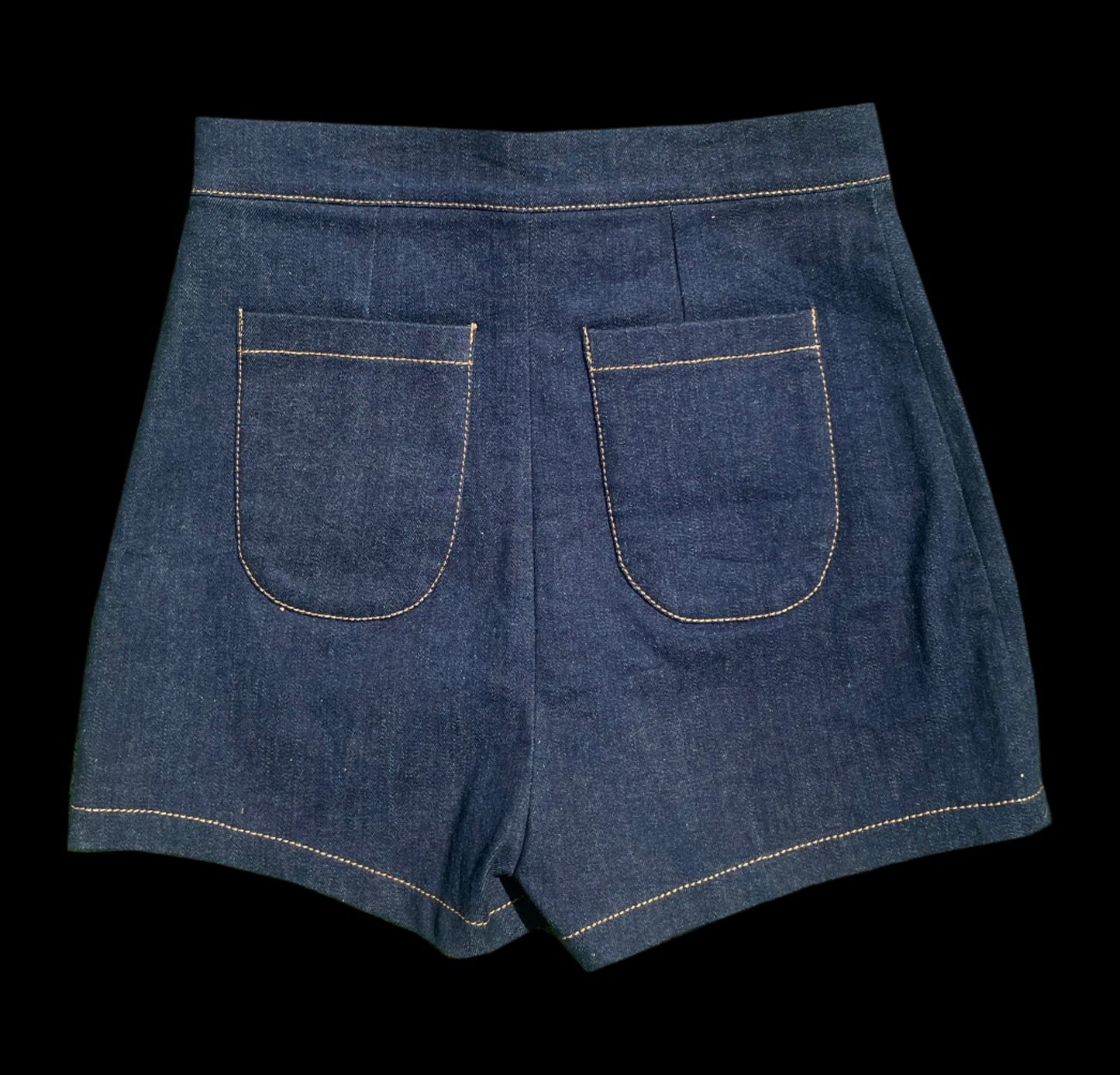 High-Waisted Elastic Denim Shorts