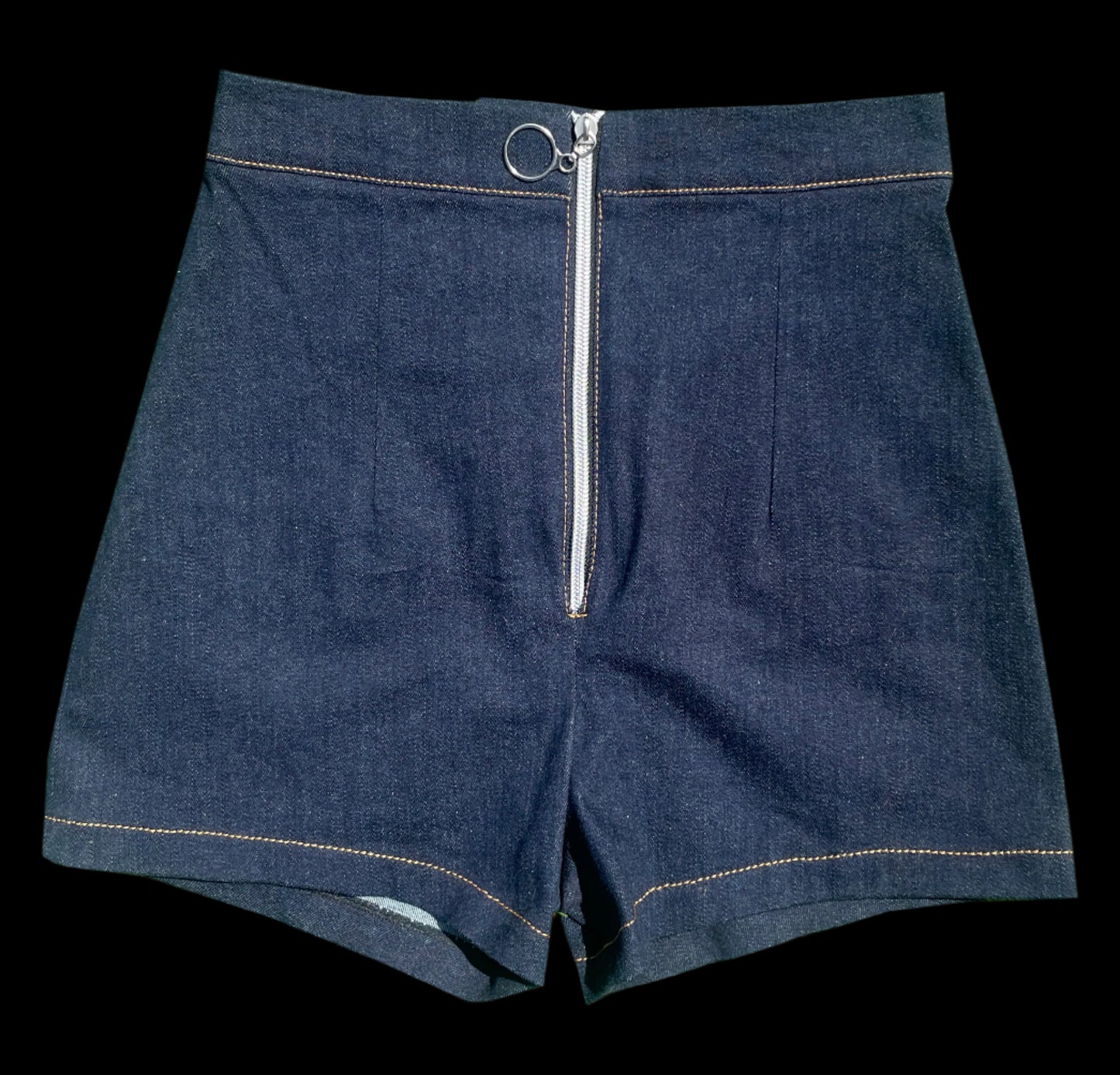 High-Waisted Elastic Denim Shorts
