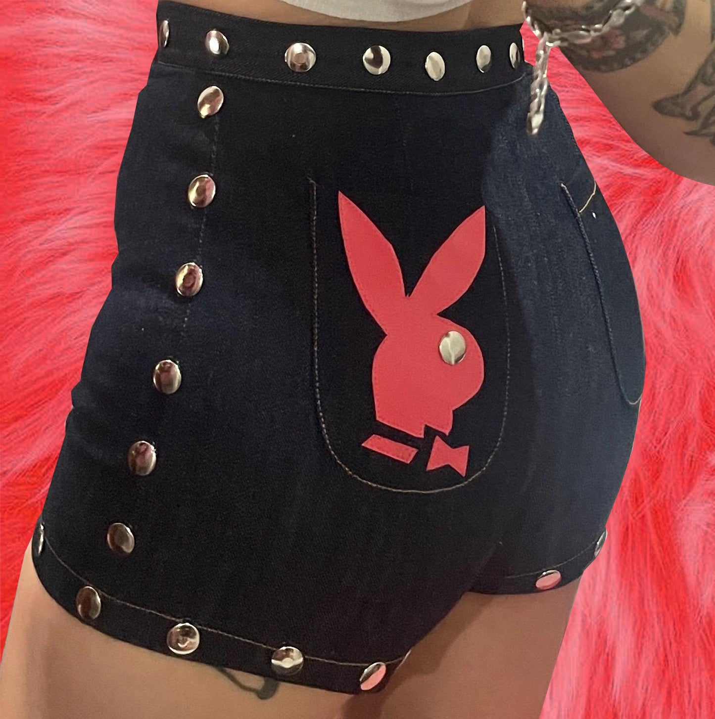 HOTTIES Denim Playboy Hotpants with studs