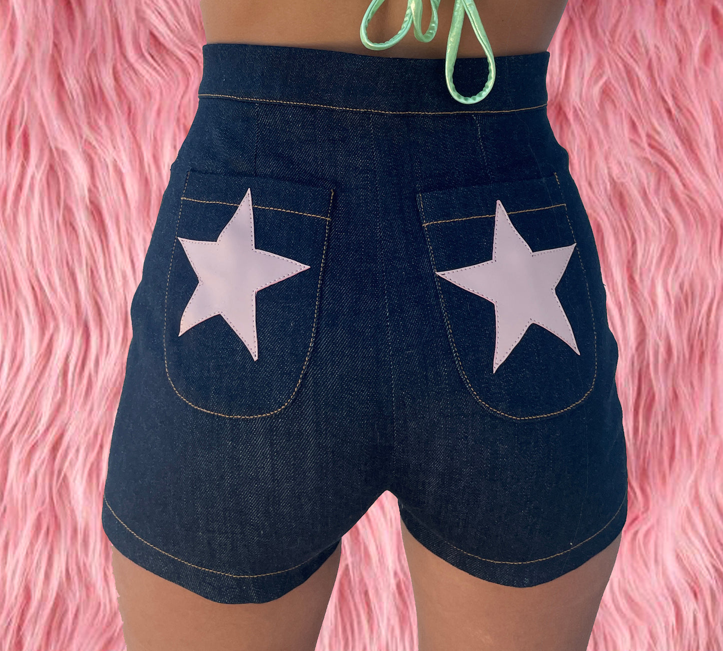 Denim Hotpants with stars applique