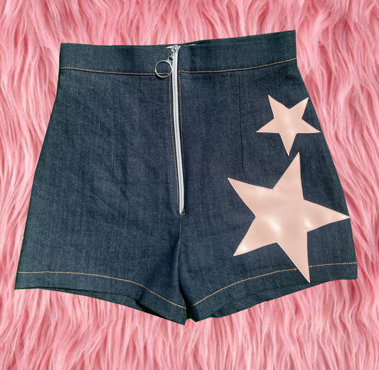 Denim Hotpants with stars applique