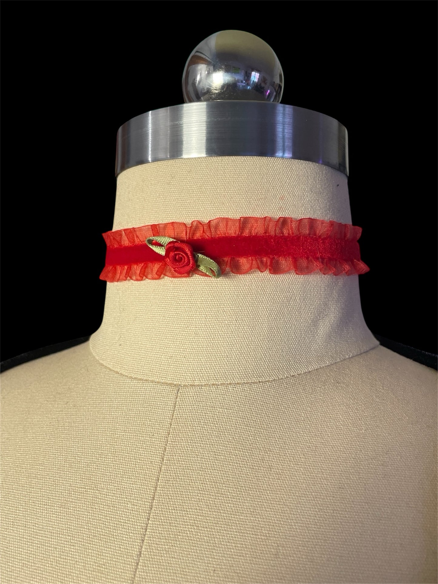Ruffle Choker with Rose Detail