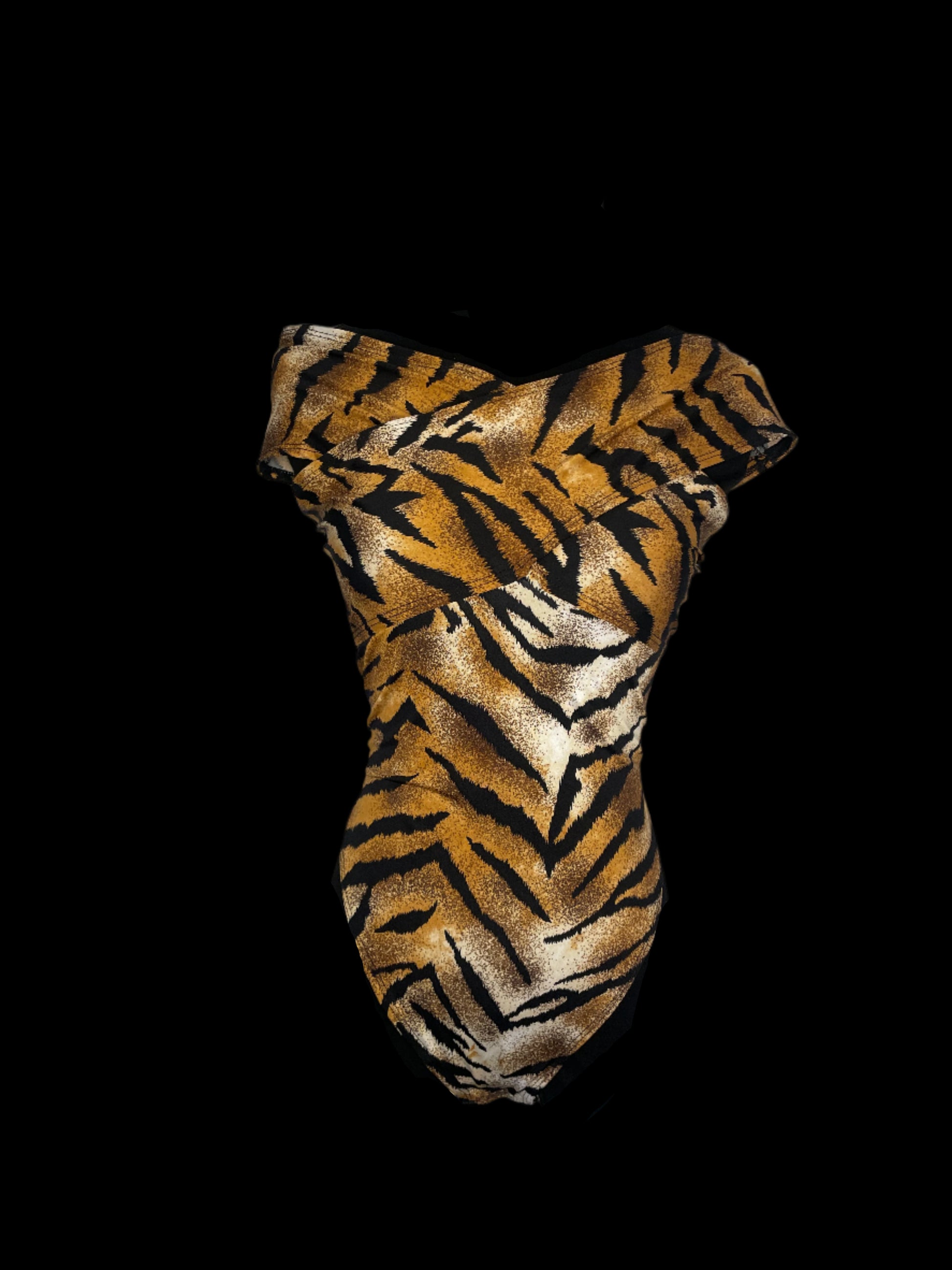 Criss cross body suit in tiger print