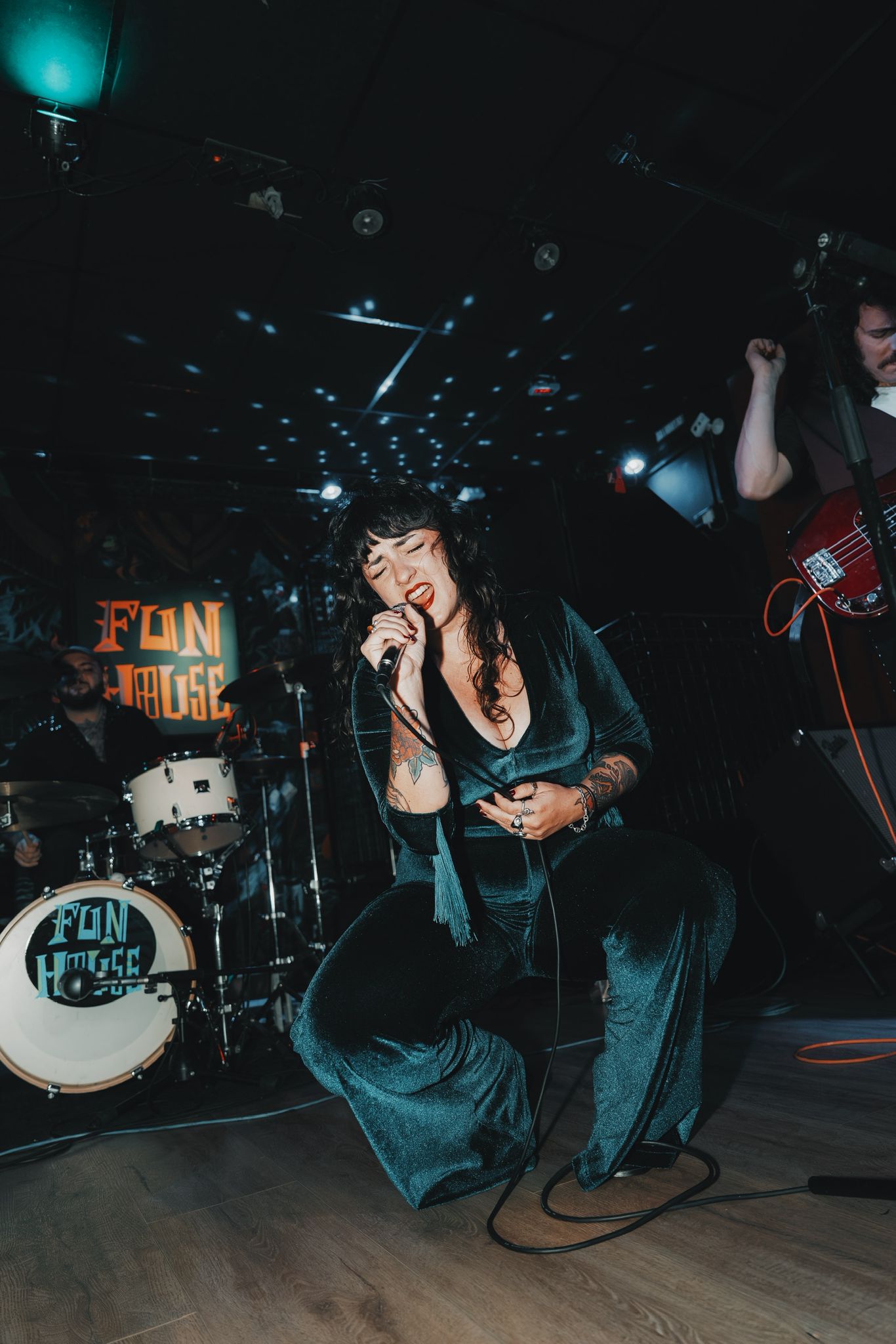 70s inspired  Velvet Jumpsuit with Fringe Sleeves